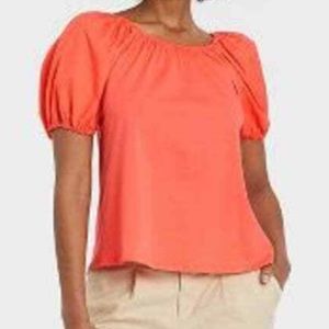 Women’s Blouse Puff Short Sleeve A New Day.                Color Orange Size M